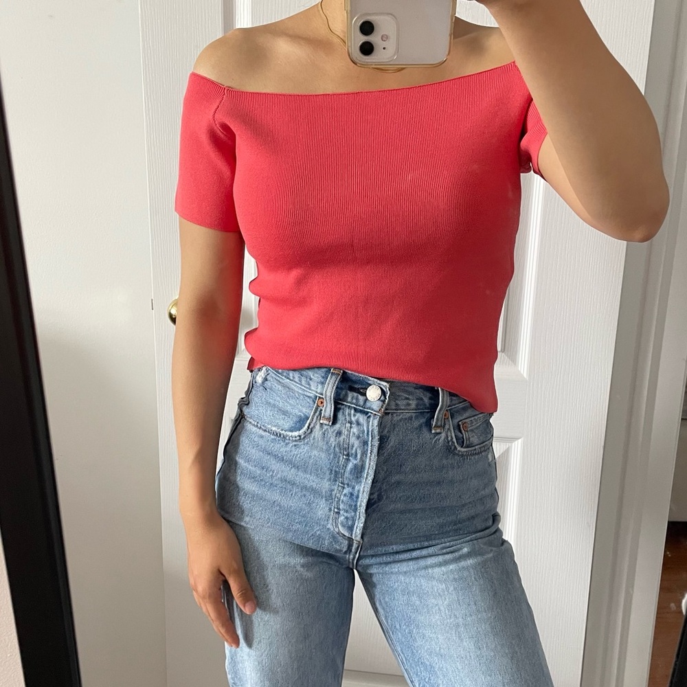 Parker knitted off-the-shoulder top